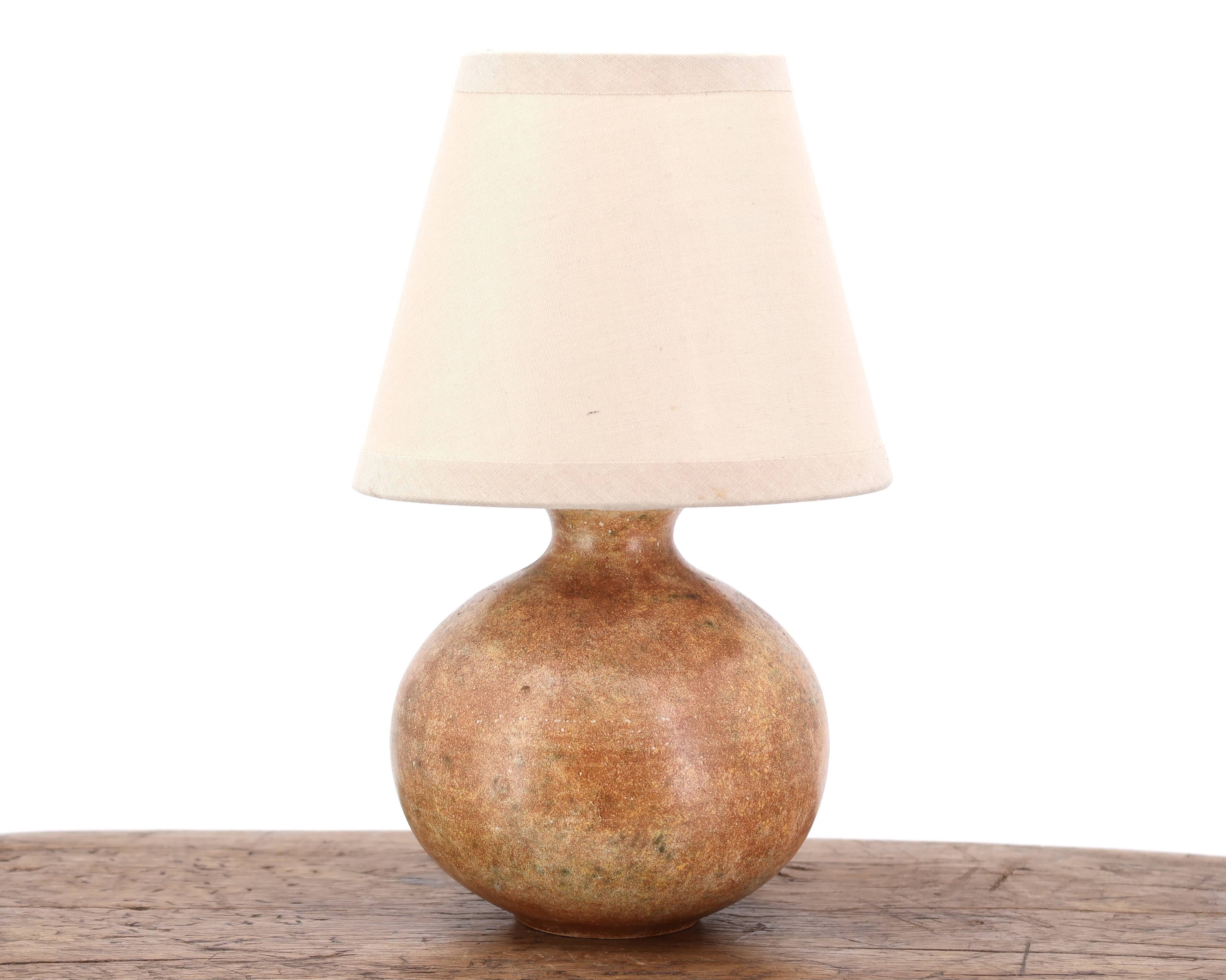 Brown ceramic lamp by pierre scheffer, 1970s