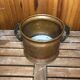 Old copper pot + vintage brass handles #a531