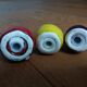 Trio salt shakers pepper vegetables and fruits in slip
