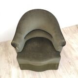 Pair of Toad green velvet armchairs