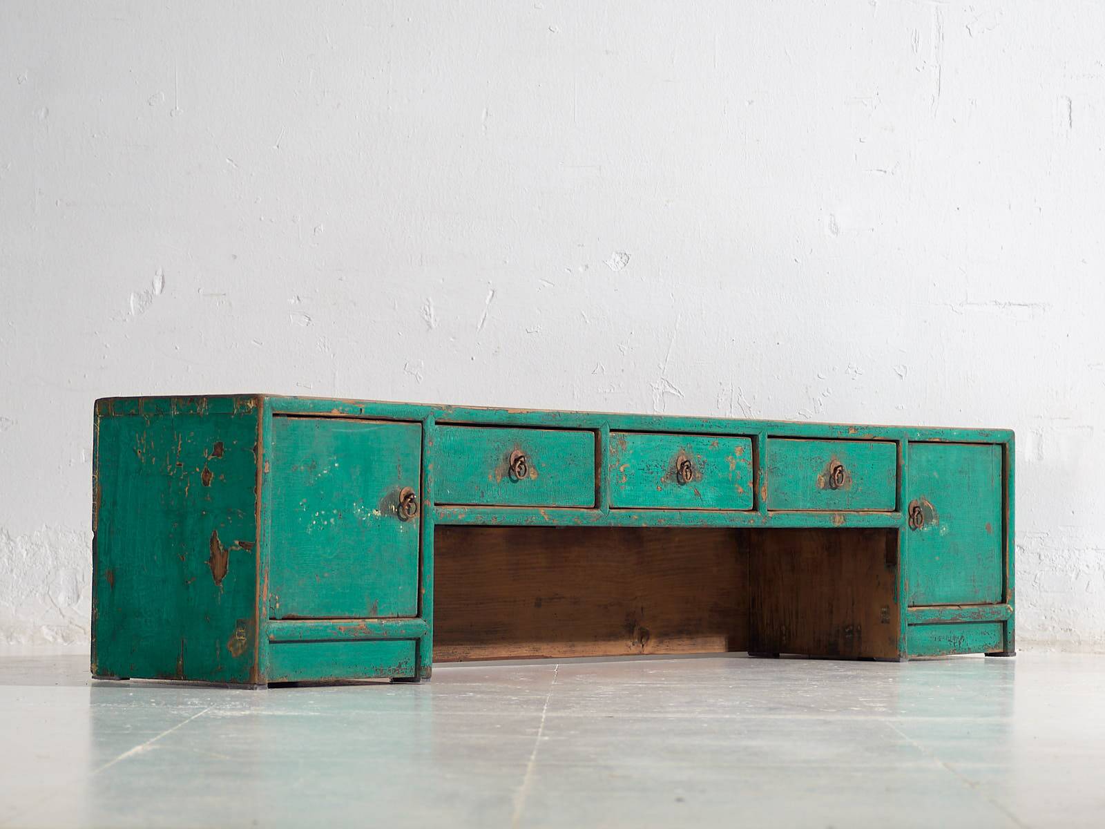 Antique oriental turquoise green TV cabinet (c.1900) #26