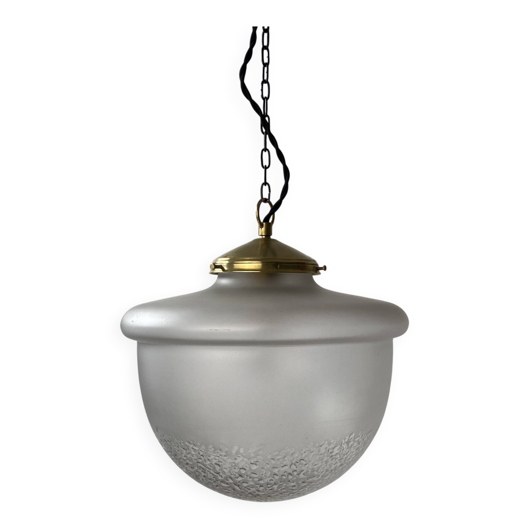 VINTAGE XL ART DECO SEMI-SPHERE SUSPENDED LAMP