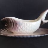 Fish service for 12 people in Longwy ceramic, Copenhagen model, 1960s