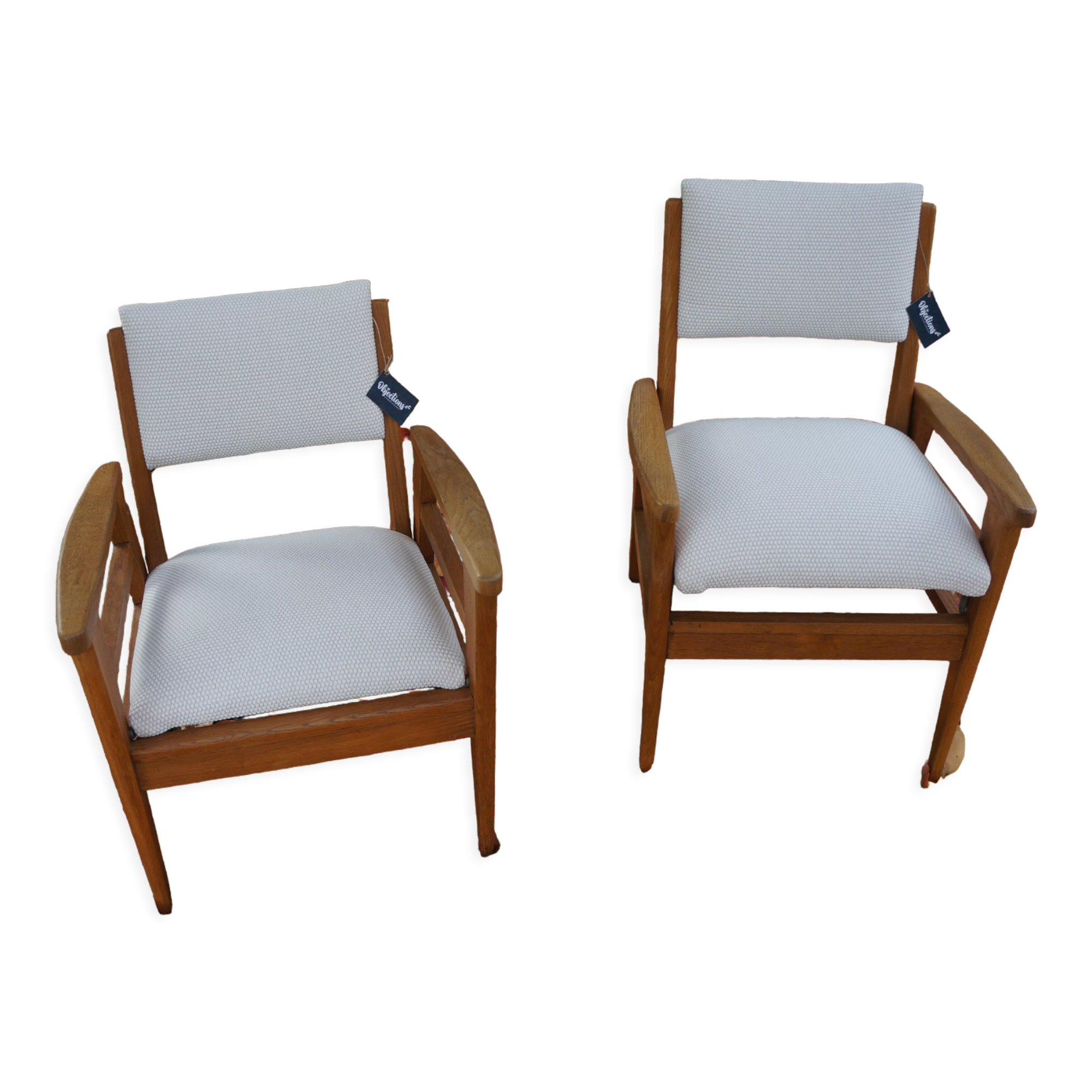 Pair of vintage poly-seat armchairs