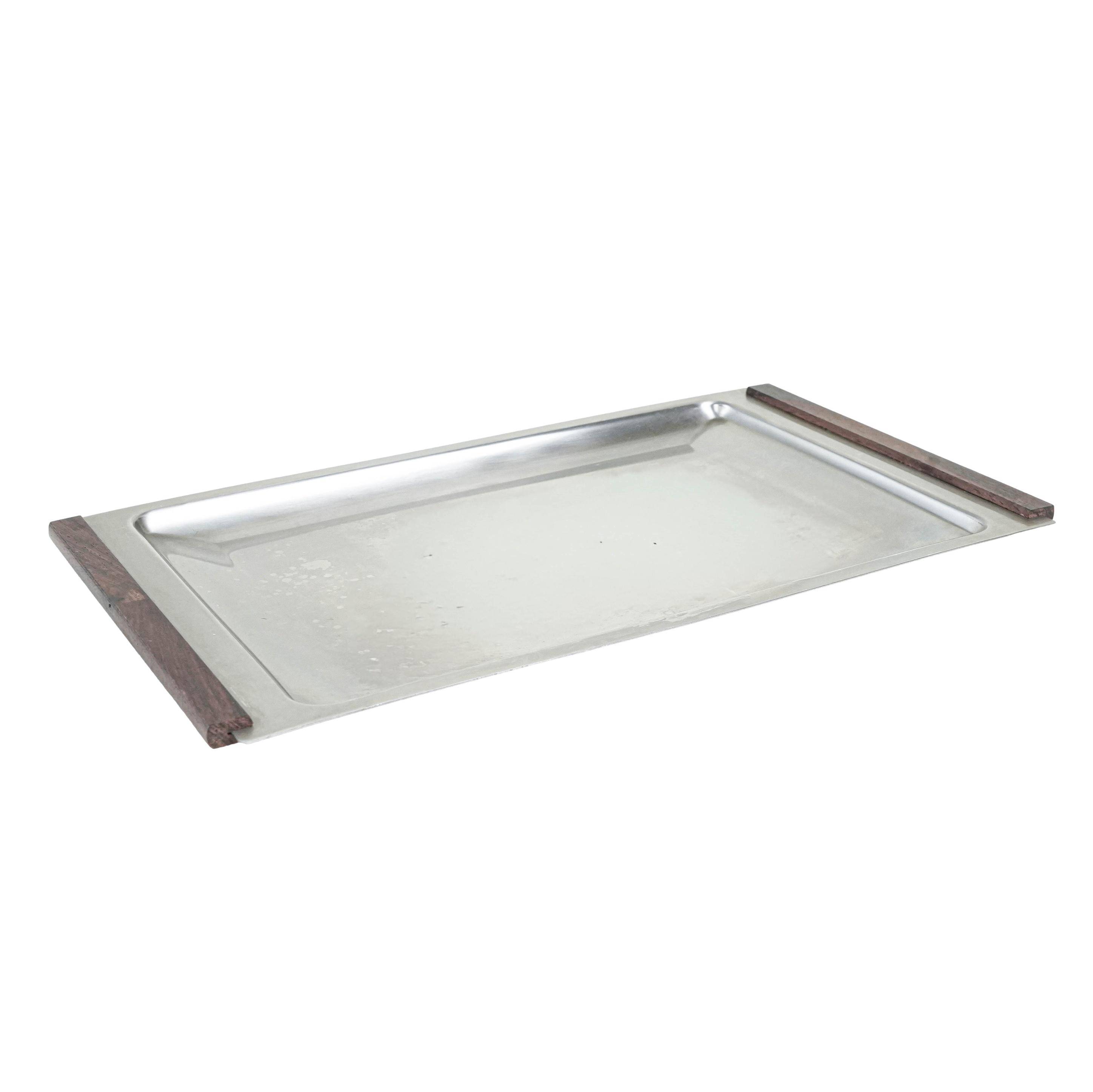 Plateau en acier inoxydable, design danois, années 1970, fabriqué au Danemark