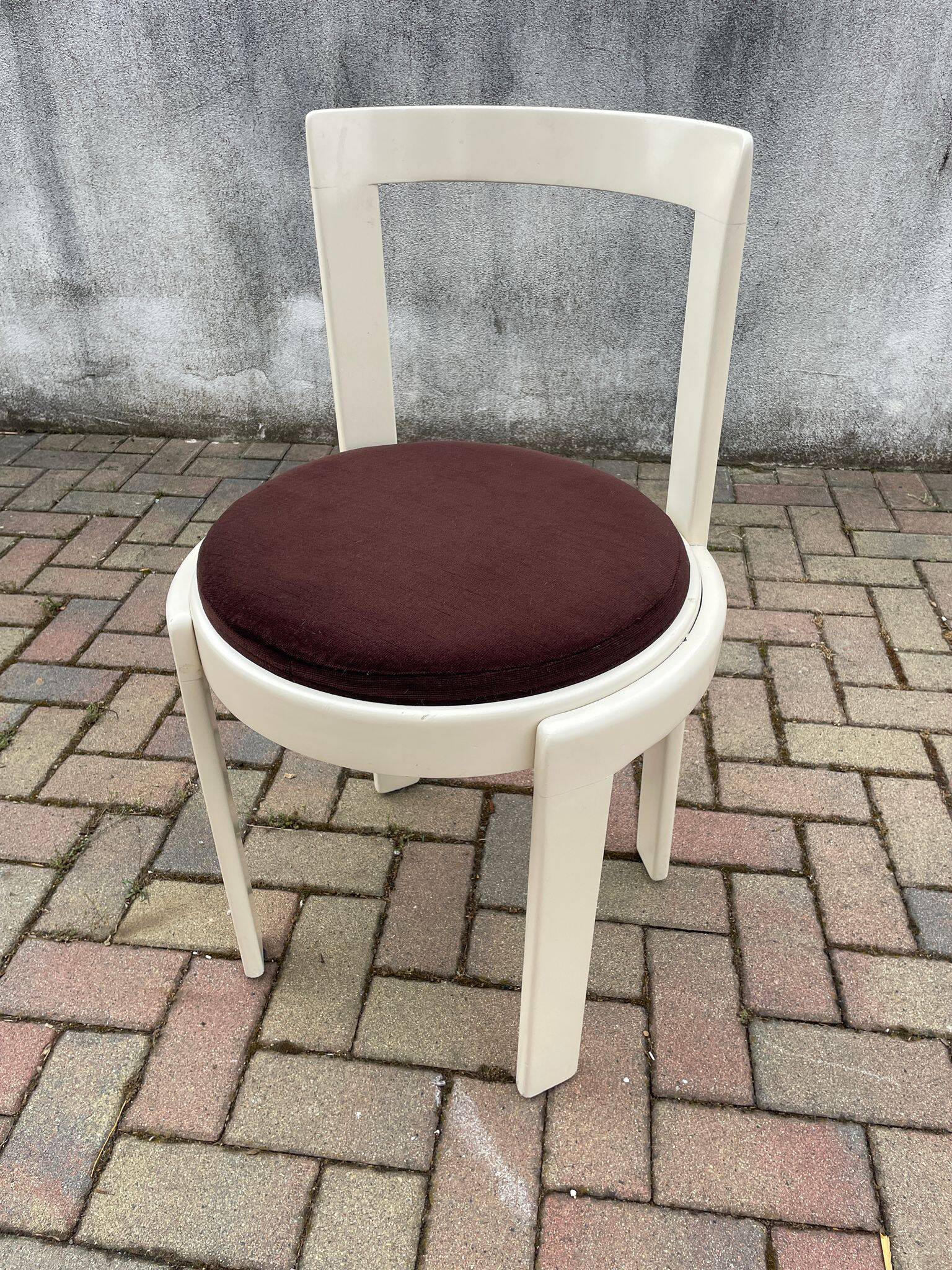 Lacquered wooden chairs with fabric, 1970s, set of 4