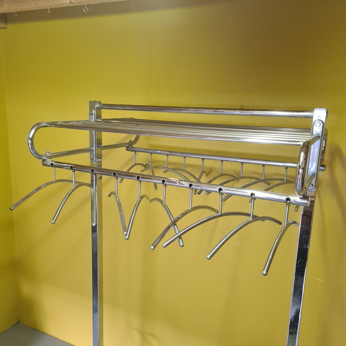 Vintage Dutch Industrial Chrome Coat Rack by Oostwoud