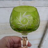 Ancien verre en cristal Saint Louis Roemer taillé vert Absinthe