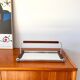art deco wood and metal mirror tray with handle 1930s