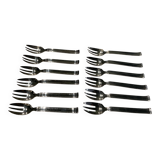 Coffret 12 fourchettes à huîtres . Métal argenté. Boulenger