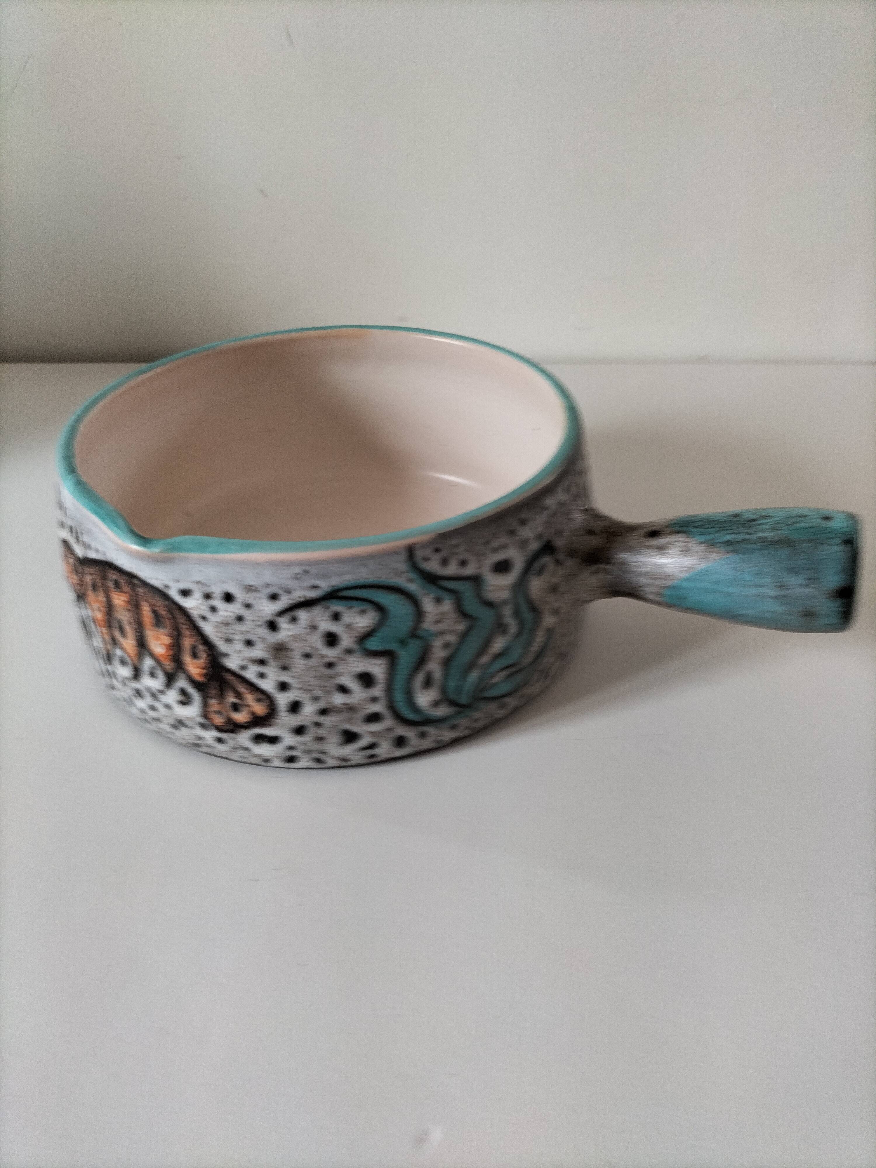 Italian ceramic dish with marine relief decoration from San Marino, 1960s-70s