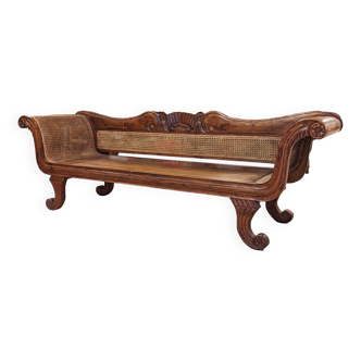 Large colonial cane bench