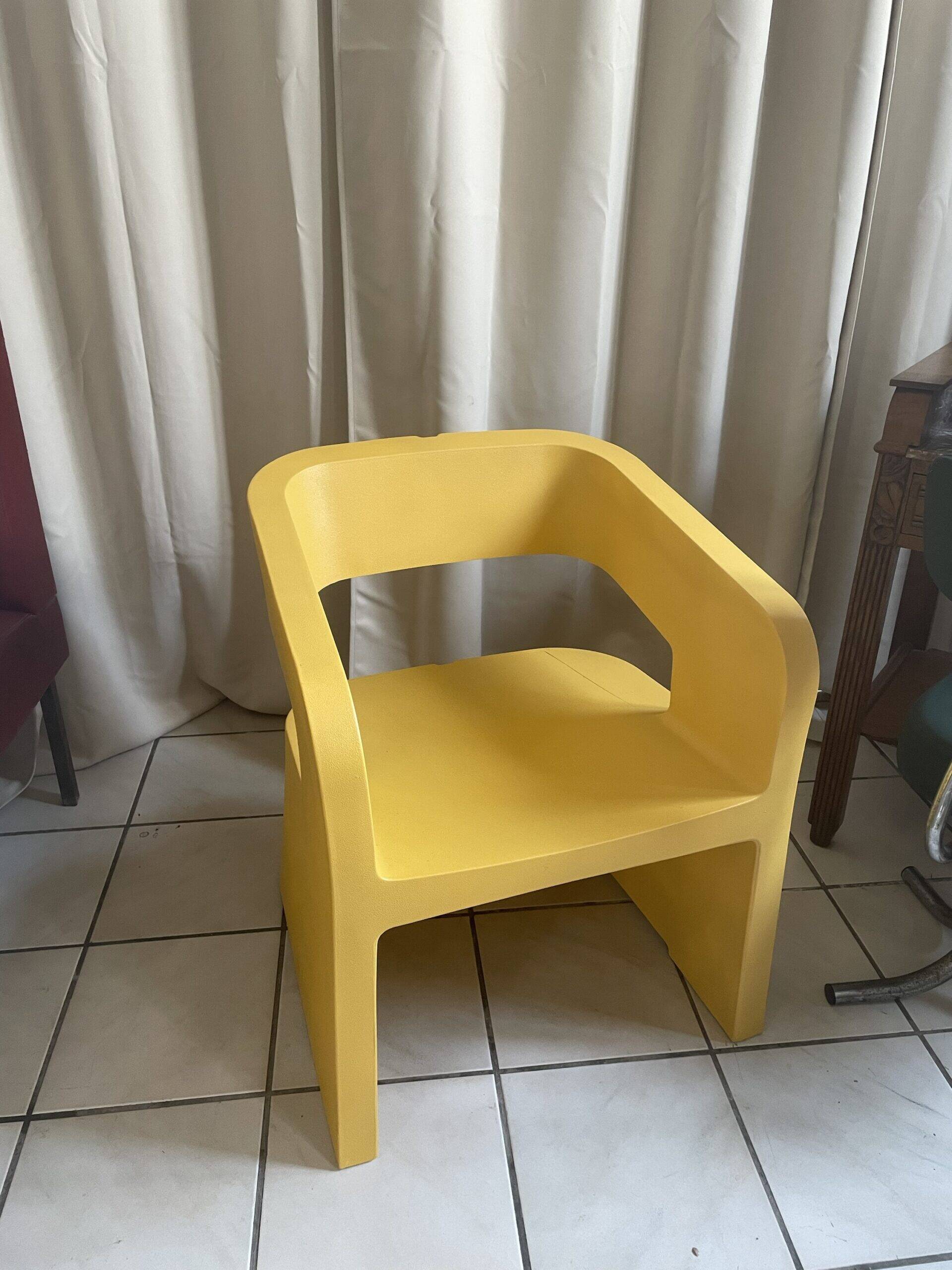 Orange-yellow designer armchair