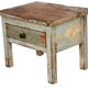 Burmese teak bedside table with original blue -green patina