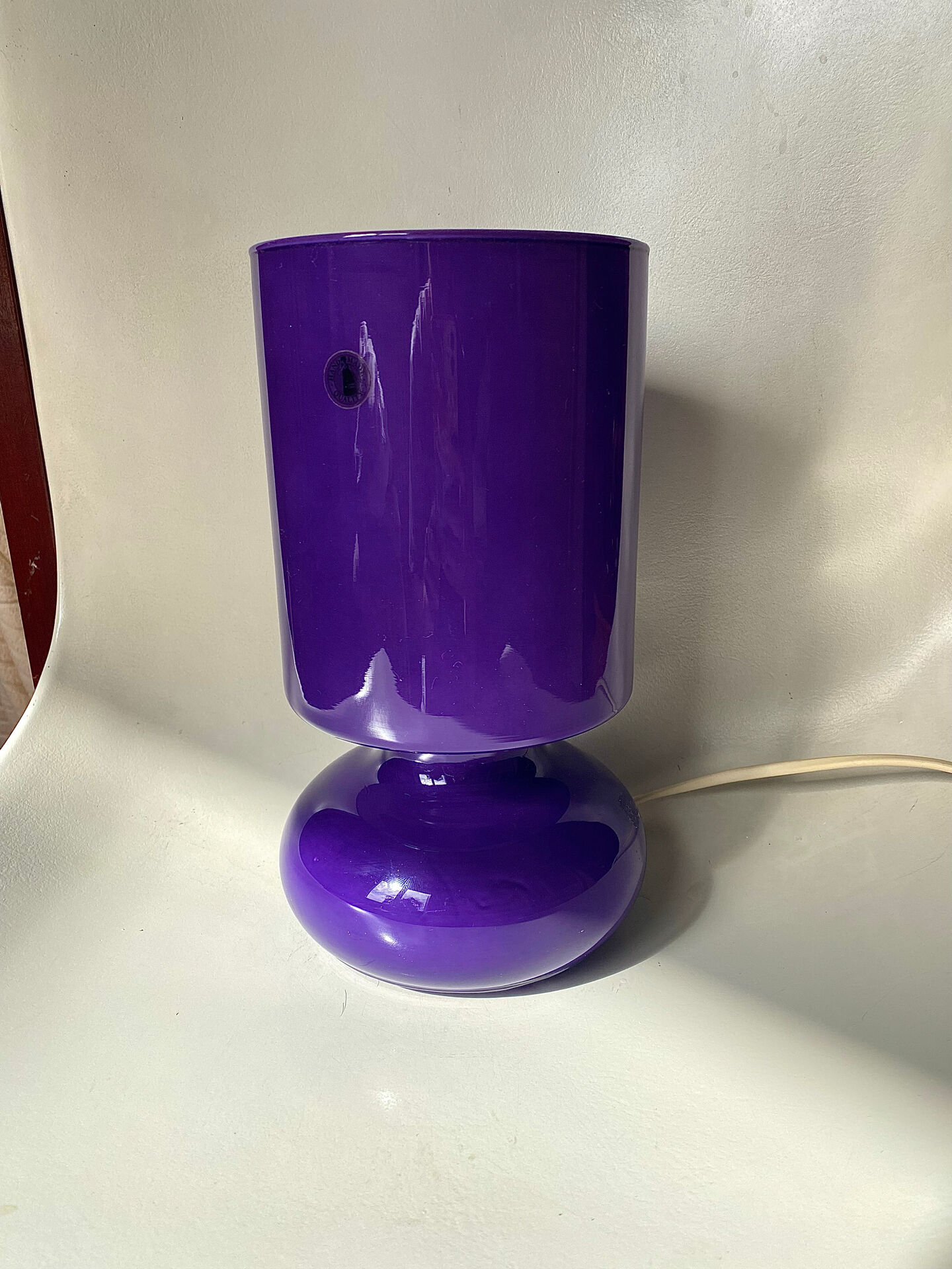 Vintage IKEA lamp, a purple glass lantern.