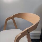 Professional chairs in beech and coated white textile