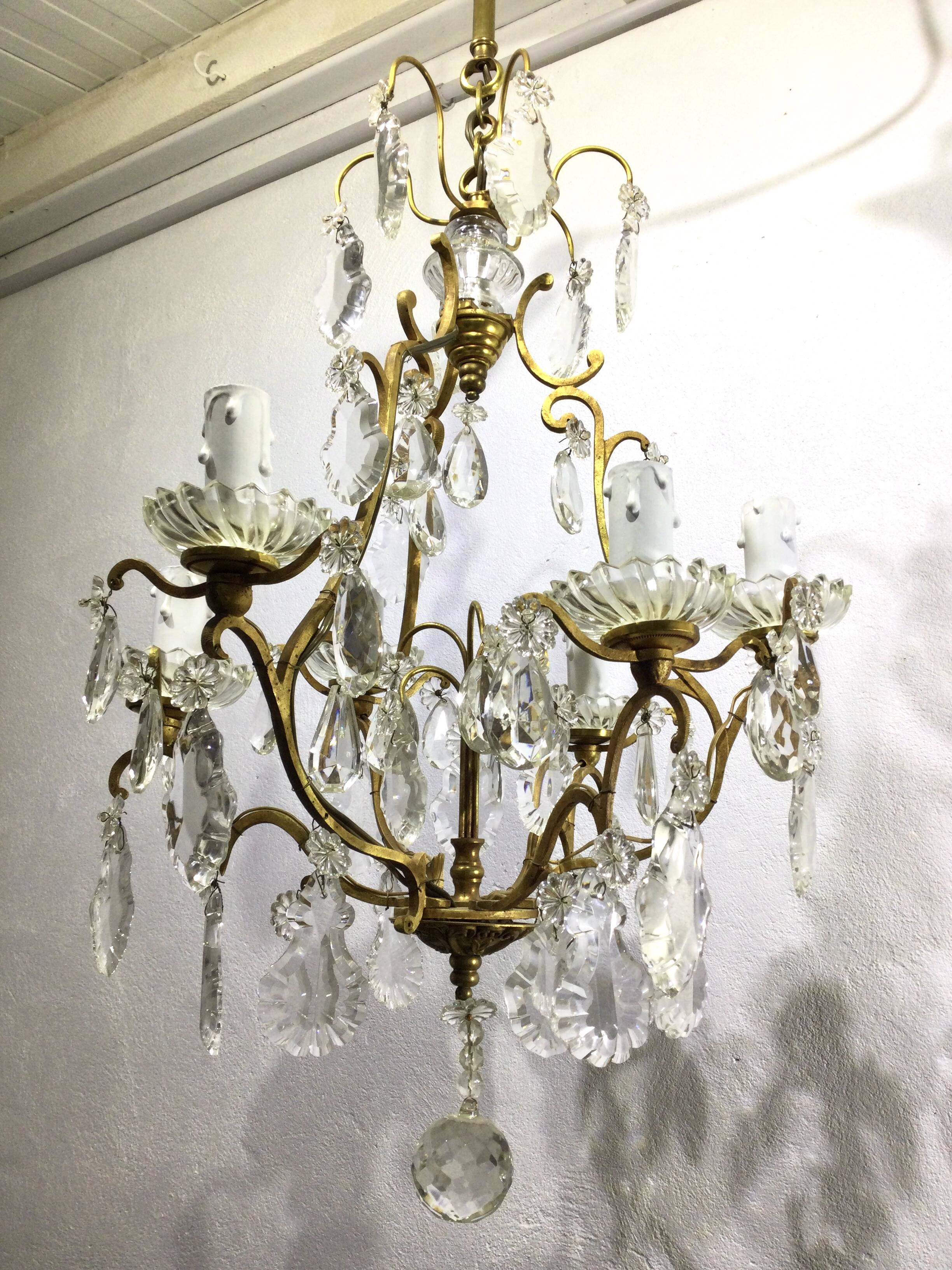 Cage Chandelier 6 Lights Bronze And Crystal