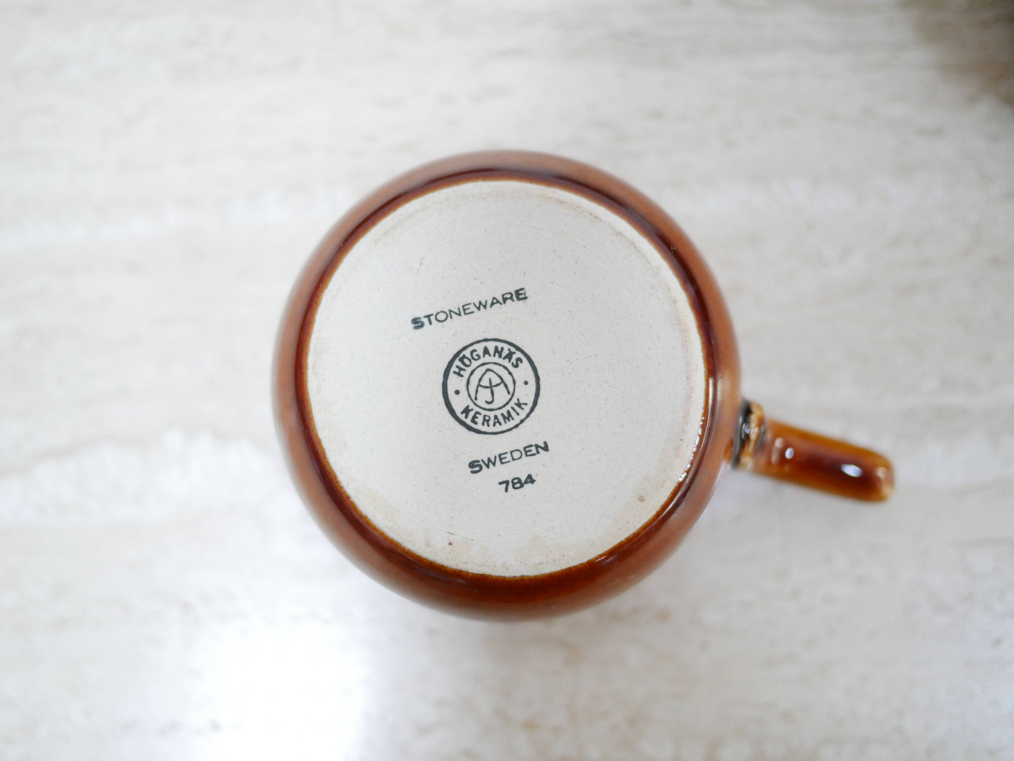 Series of 6 vintage Scandinavian ceramic cups by Höganäs Keramik