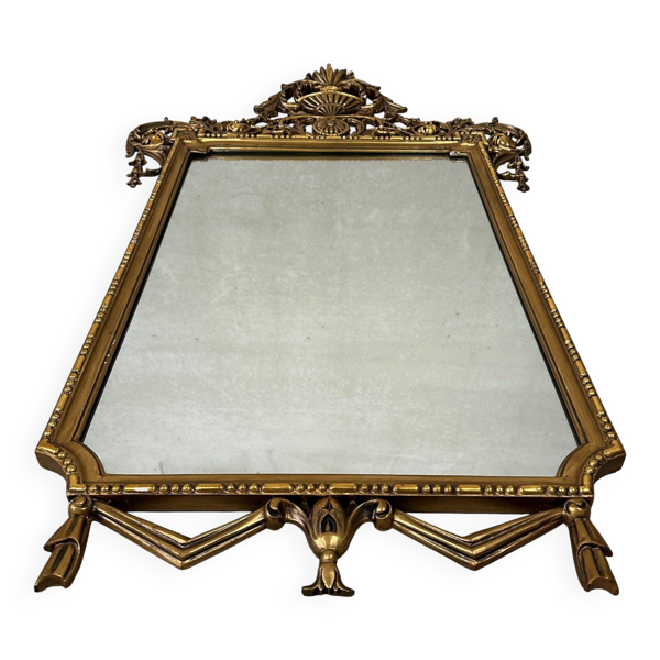 Grand miroir de cheminée doré – bois