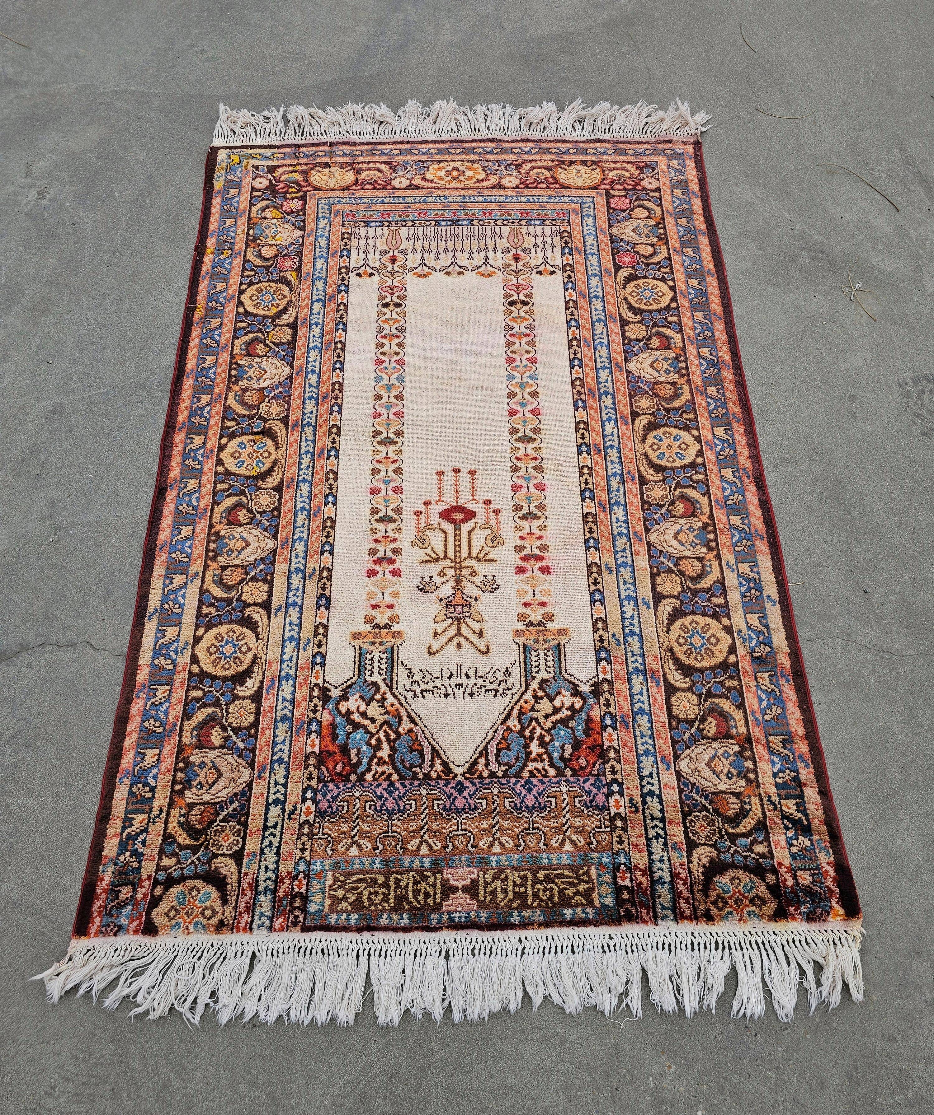 Antique silk prayer rug, Anatolia, 1930s