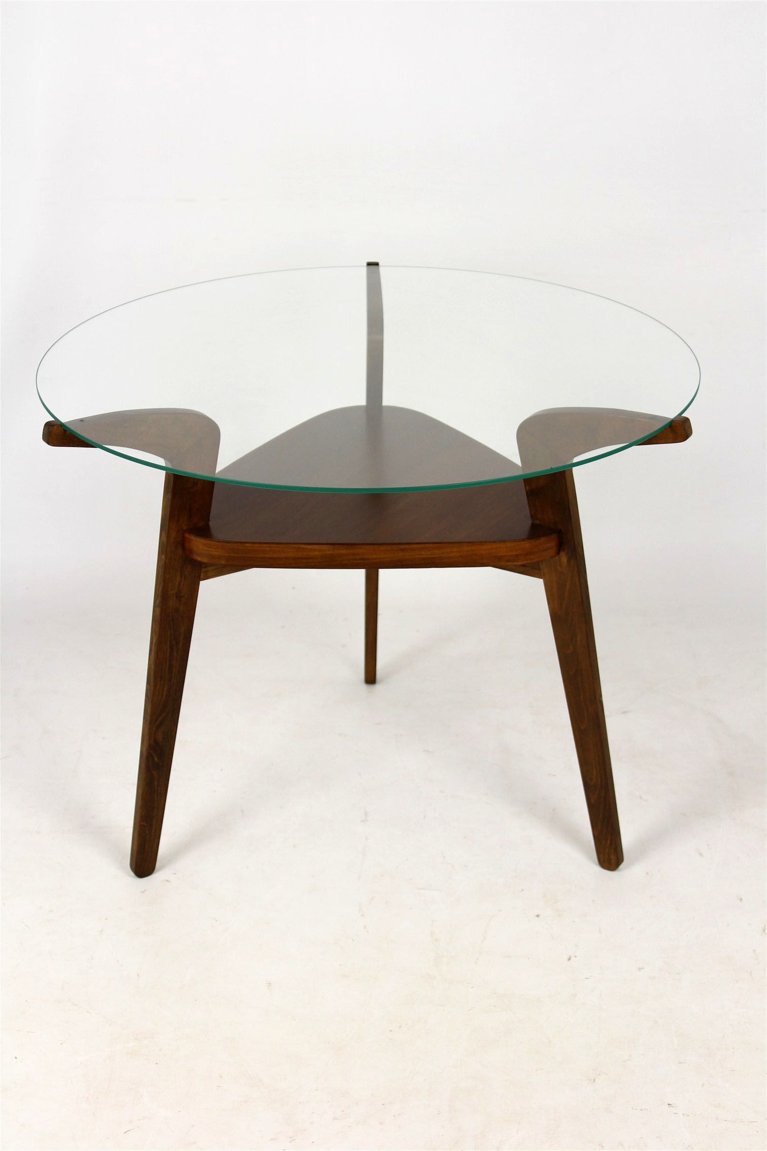 Round czech glass top coffee table from Jitona 1960s