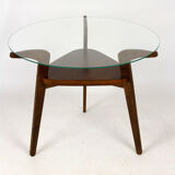 Round czech glass top coffee table from Jitona 1960s