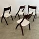 Set of 4 vintage 70s Italian design wooden and terry chairs