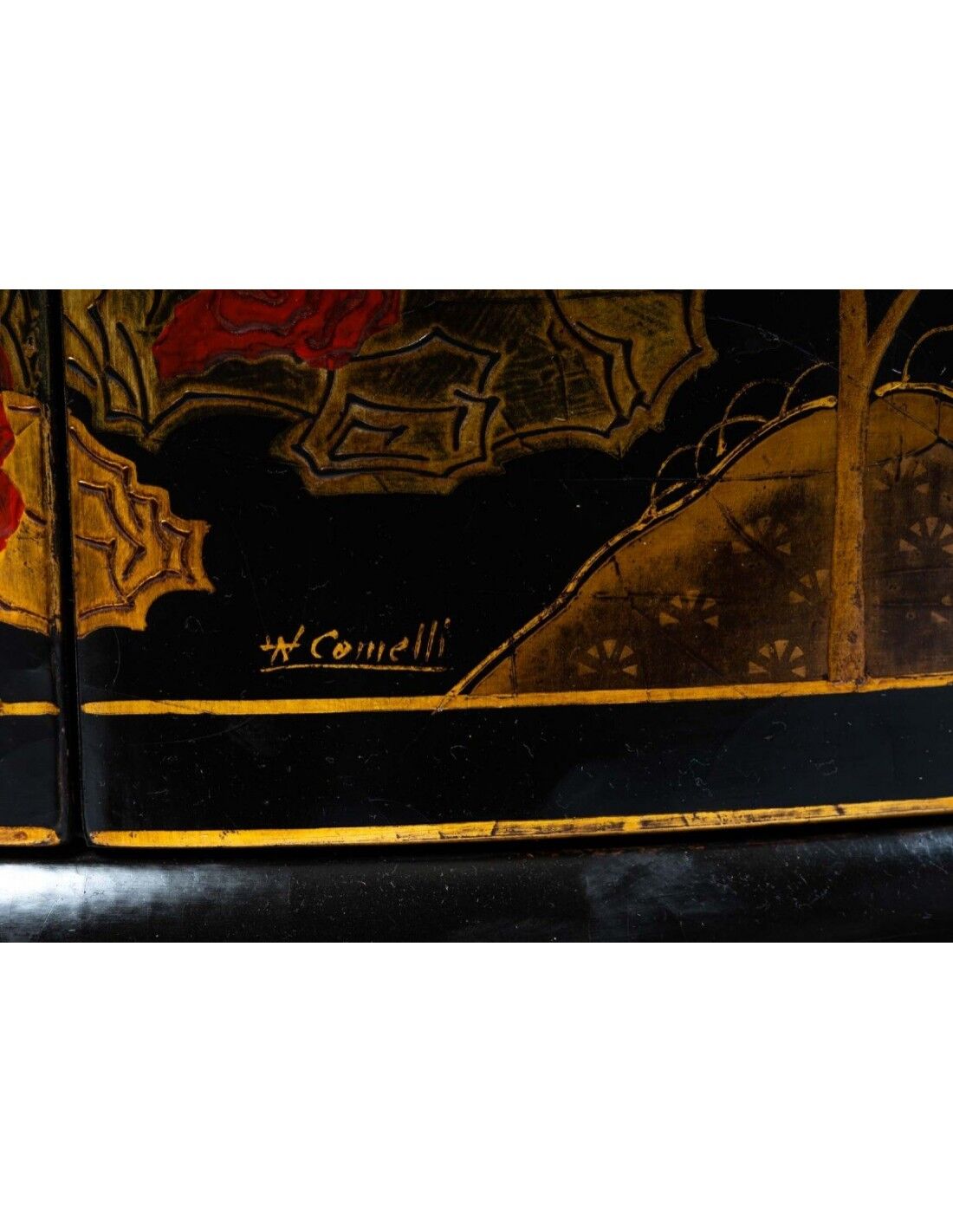 Pair of black wood corner buffets