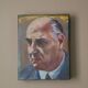 Tableau peinture vintage portrait sujet masculin homme peint visage acrylique