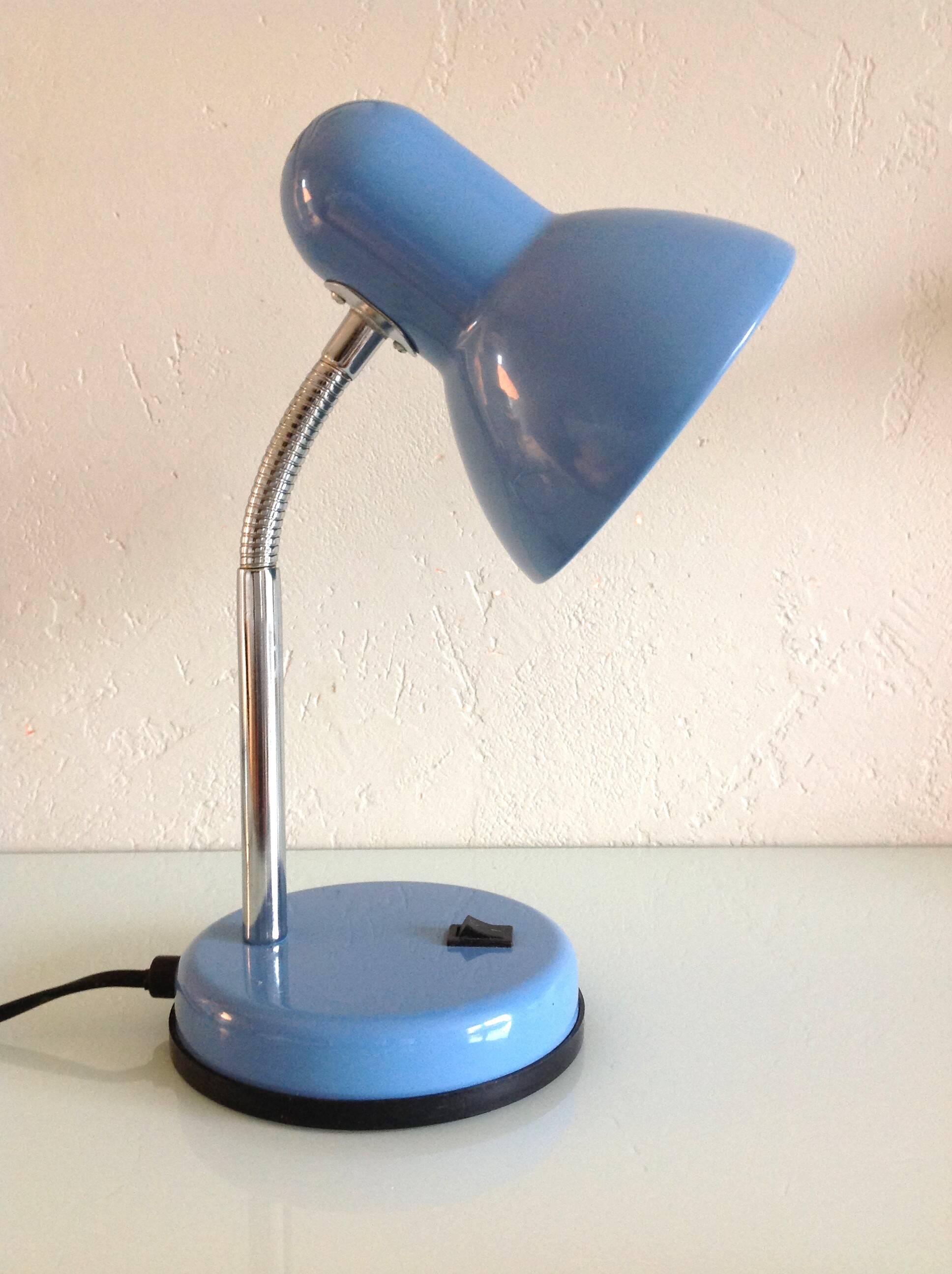 Blue metal desk lamp / vintage 70s-80s