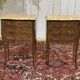 Pair of bedside tables in Louis XV style made of rosewood, oak, and marble top.