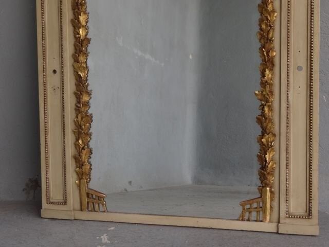 mirror carved wood painted gold st Louis XVI 116x153cm