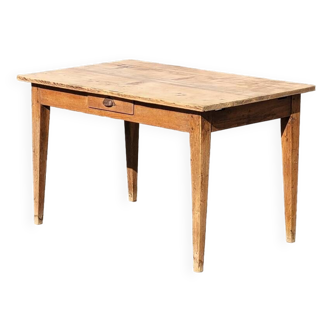 Table de ferme rustique ancienne fabrication 1900s en chêne - 1m22