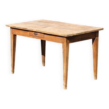 Table de ferme rustique ancienne fabrication 1900s en chêne - 1m22