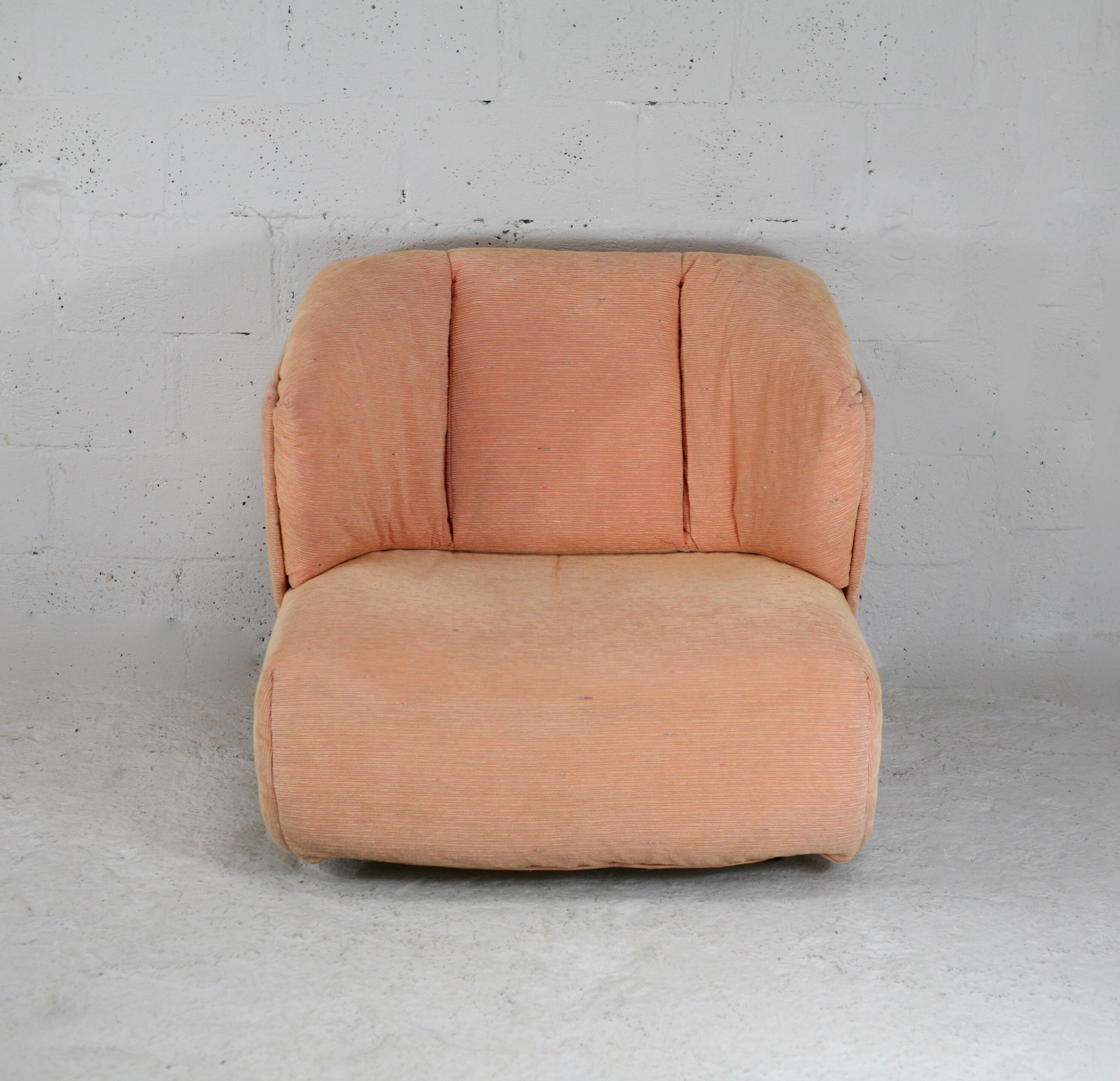 Armchair Ligne Roset, pastel orange color, France, circa 1990