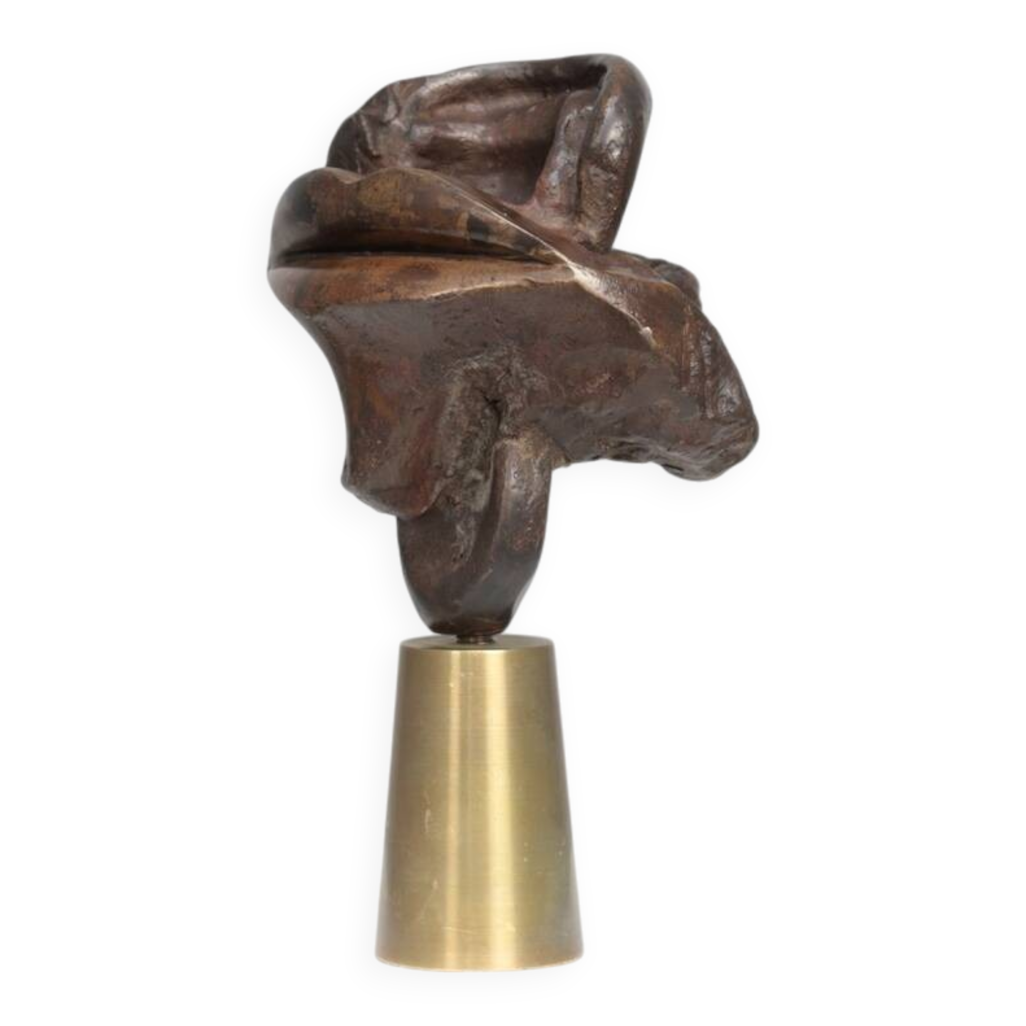 Mia Moreaux. “Lips” bronze sculpture with brass base, Belgium, 1990s