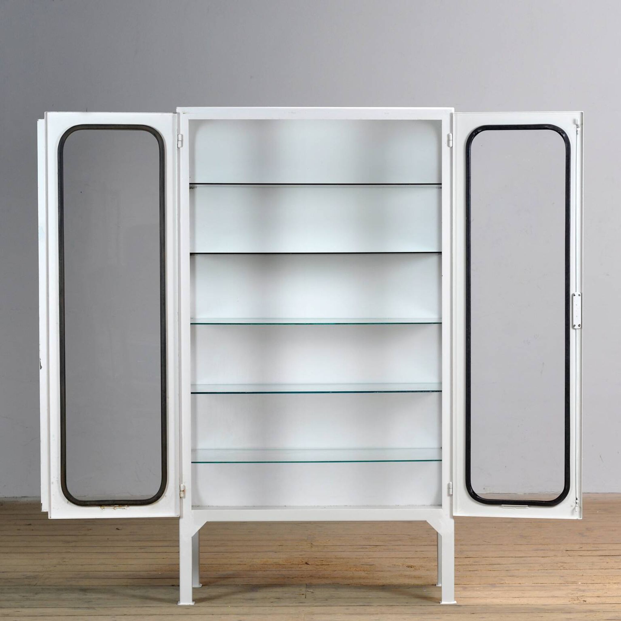 Vintage iron and glass medical cabinet, 1970s
