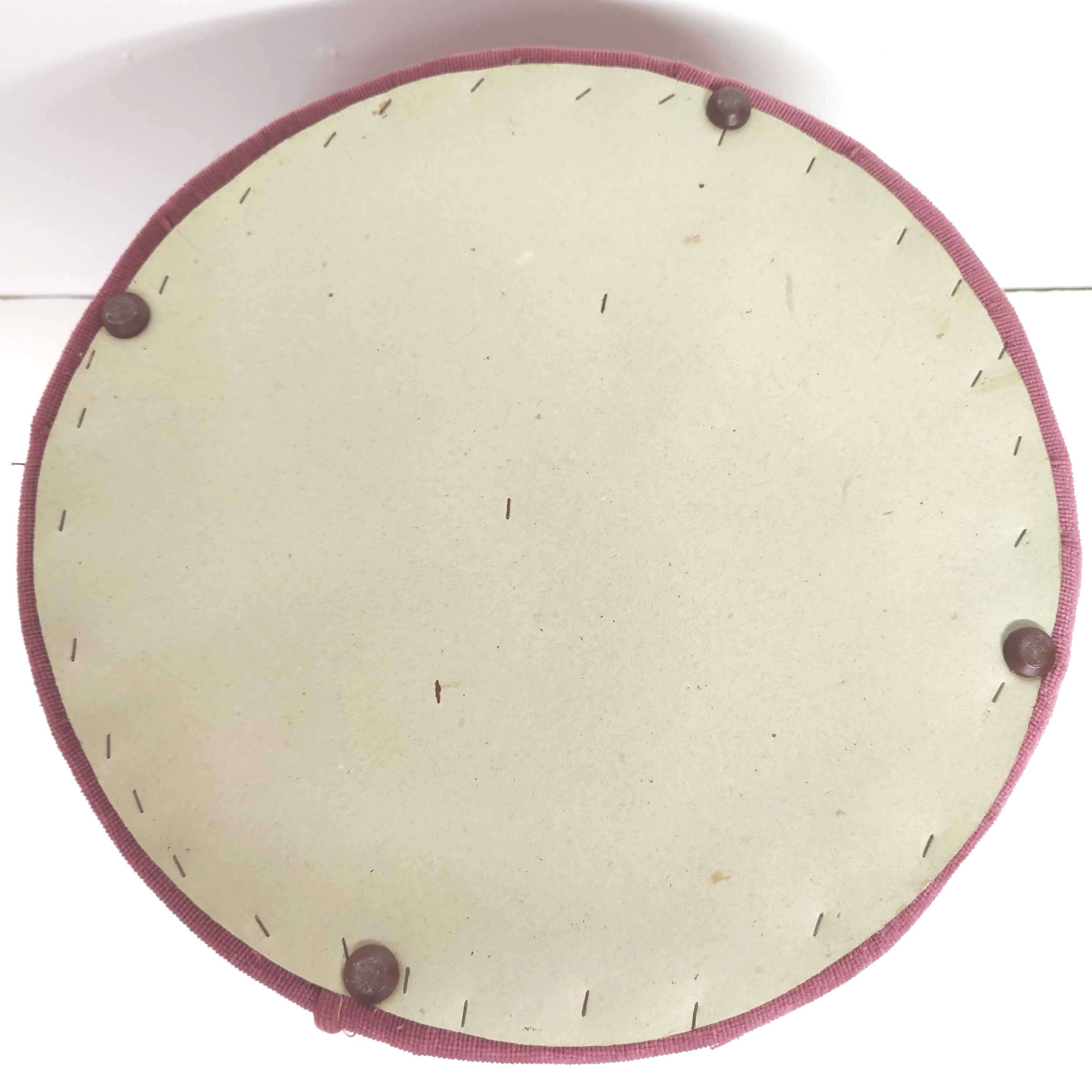 Vintage velvet padded pouf stool with fringes