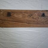 Ecru solid teak coat hook with 3 cast iron hooks