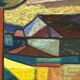 Large oil on panel by Josef Gustafsson, Cubist Landscape, Signed