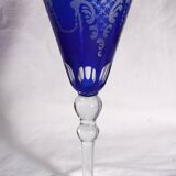 Cobalt blue patterned stem glass and frosted glass, 10x24cm