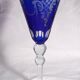 Cobalt blue patterned stem glass and frosted glass, 10x24cm
