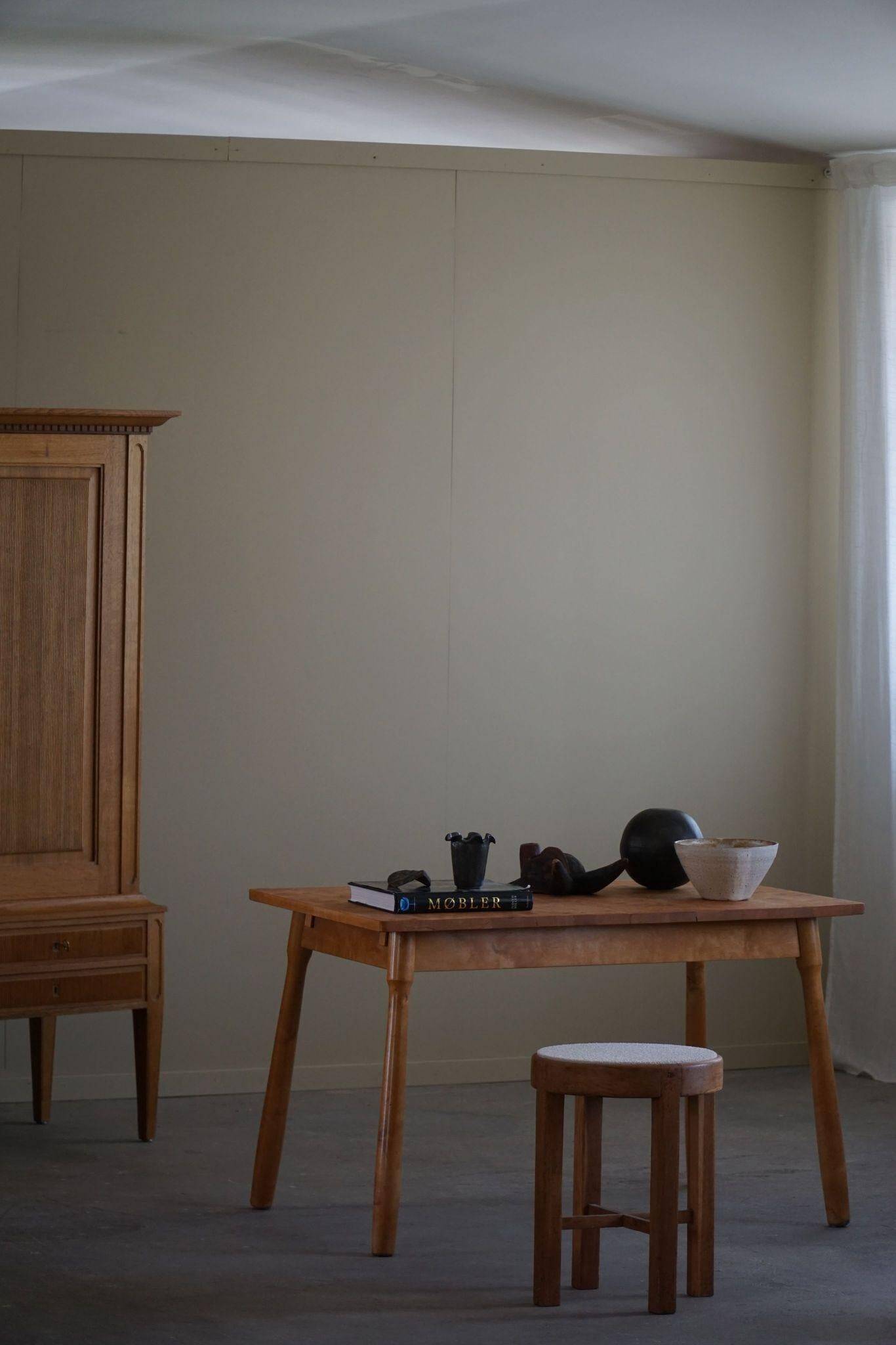 Danish modern birch desk/dining table attributed to Philip Arctander, 1940s.
