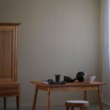 Danish modern birch desk/dining table attributed to Philip Arctander, 1940s.