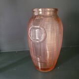 Art Deco pink molded glass vase