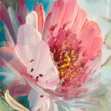 Large HST painting depicting a floral bouquet signed Lina Pont (?)