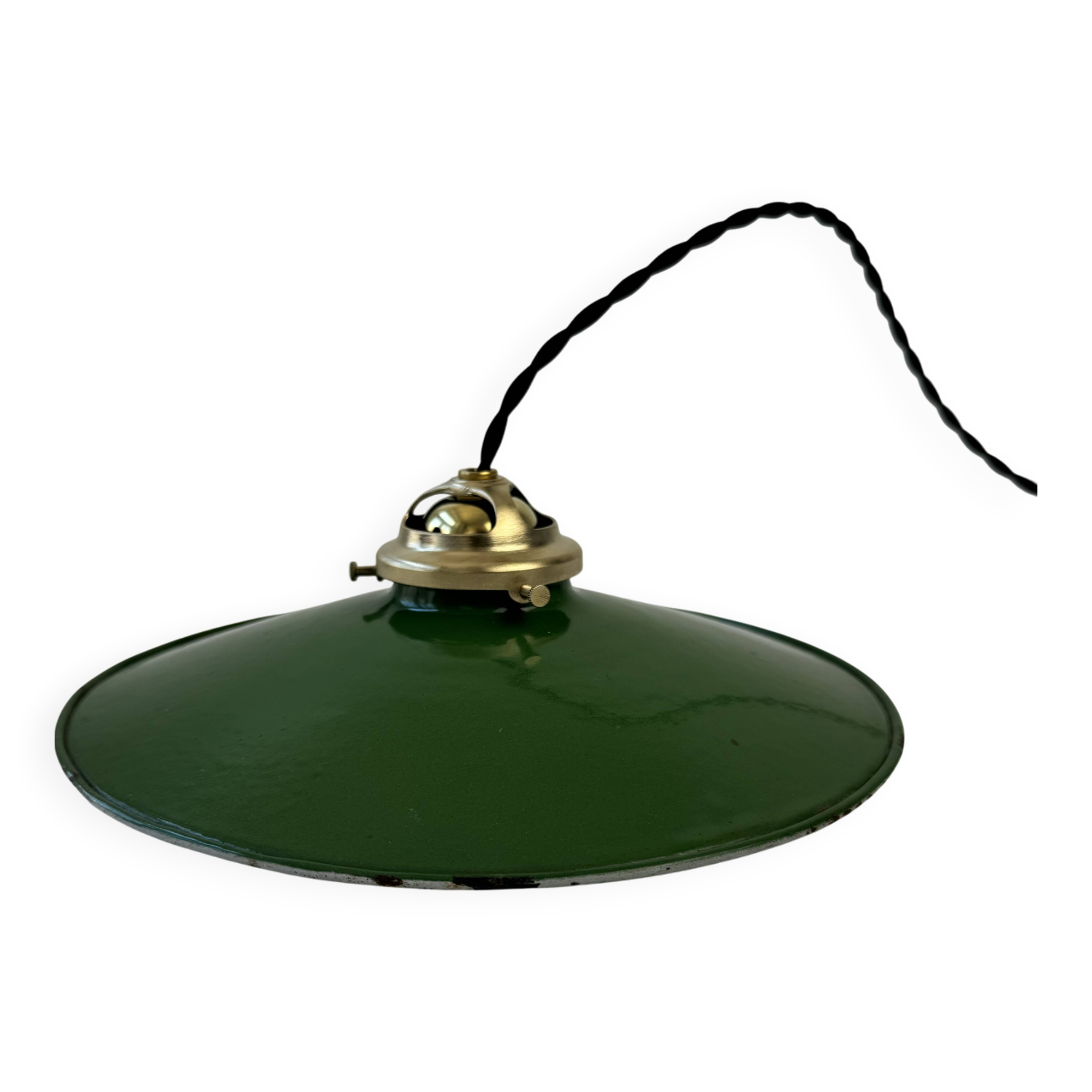 Antique industrial conical enamelled pendant light 25 cm