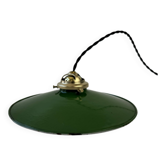 Ancienne suspension emaillee conique industriel 25 cm