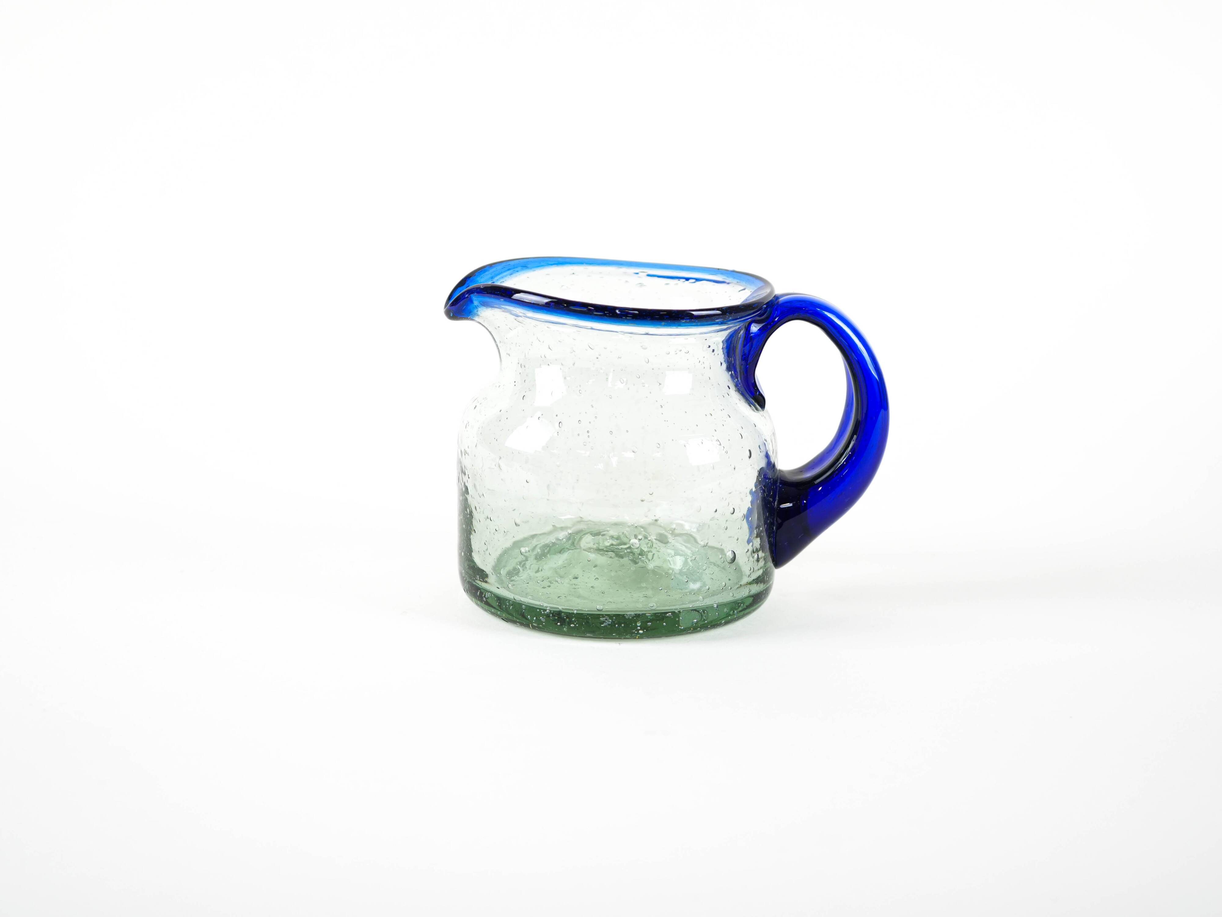 Glass milk jug, Italian design, 1970s, made in Italy