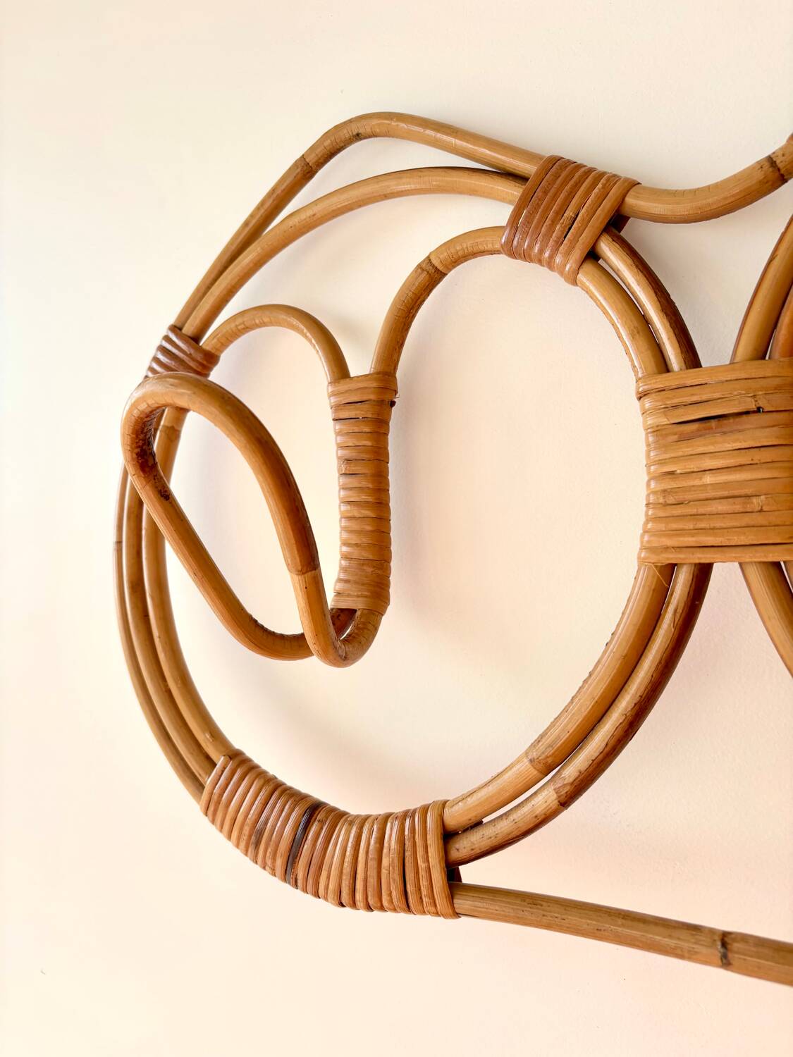 Wall-mounted rattan coat rack by Franco Albini, 1960